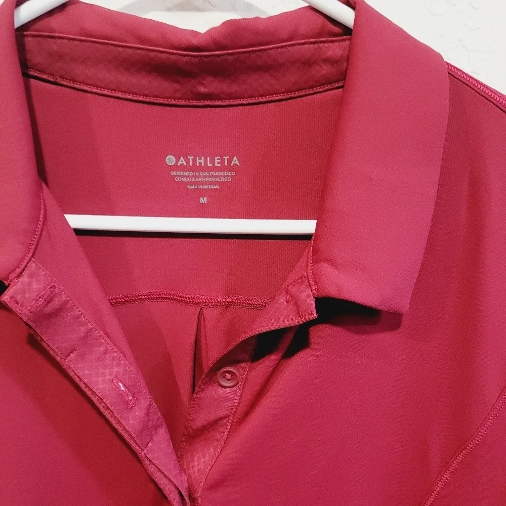 Athleta Advantage Red Polo Shot Sleeve Top - Picture 3 of 6